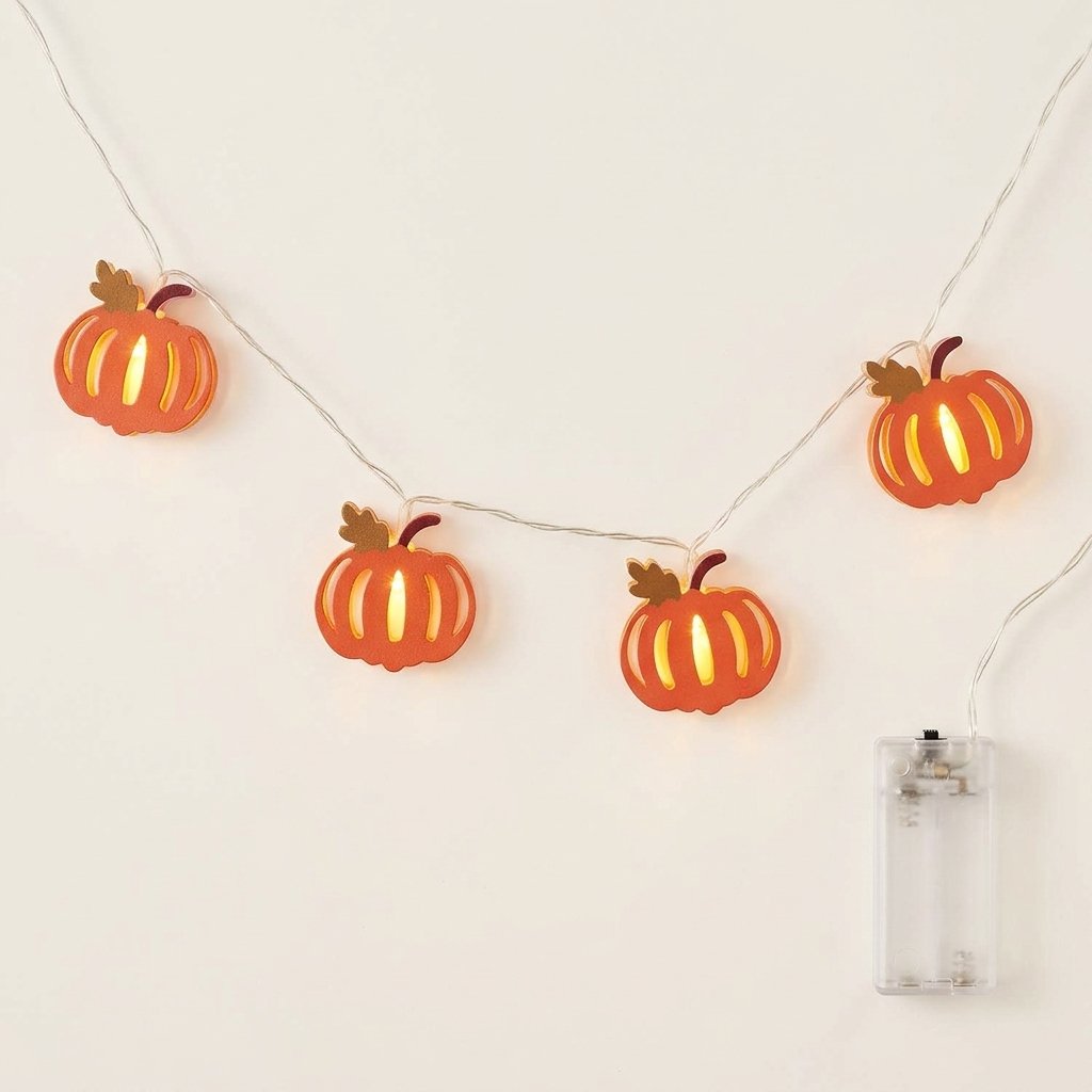 10 Autumn Pumpkin LED Fairy Lights with 6-Hour Timer, 1.8m Wire