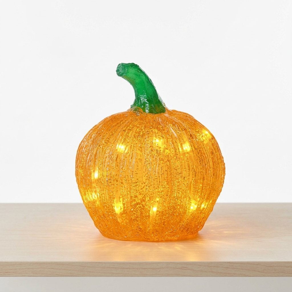 15 cm Light-Up Pumpkin Halloween Decoration with Warm White LEDs