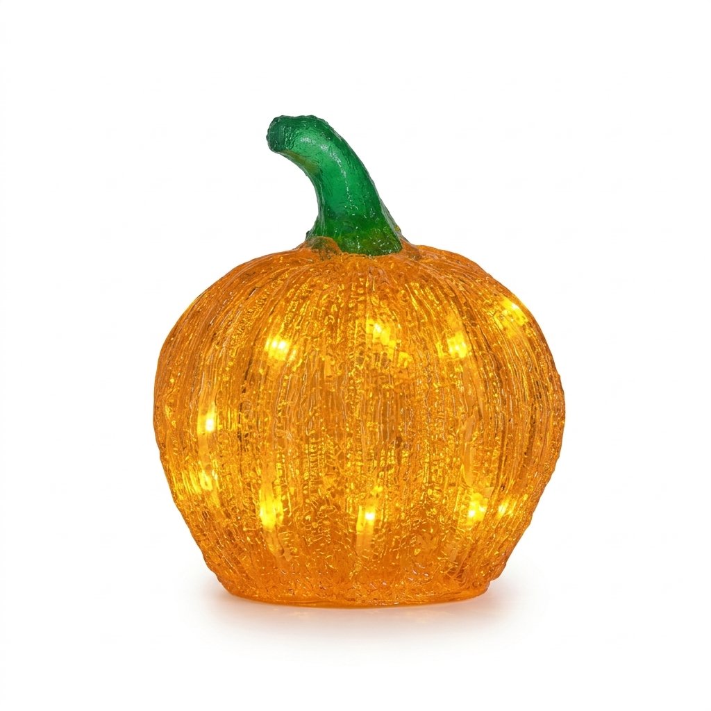 15 cm Light-Up Pumpkin Halloween Decoration with Warm White LEDs