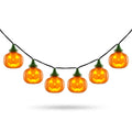 6 Animated Jack-o'-Lantern LED String Lights with Alternating Faces
