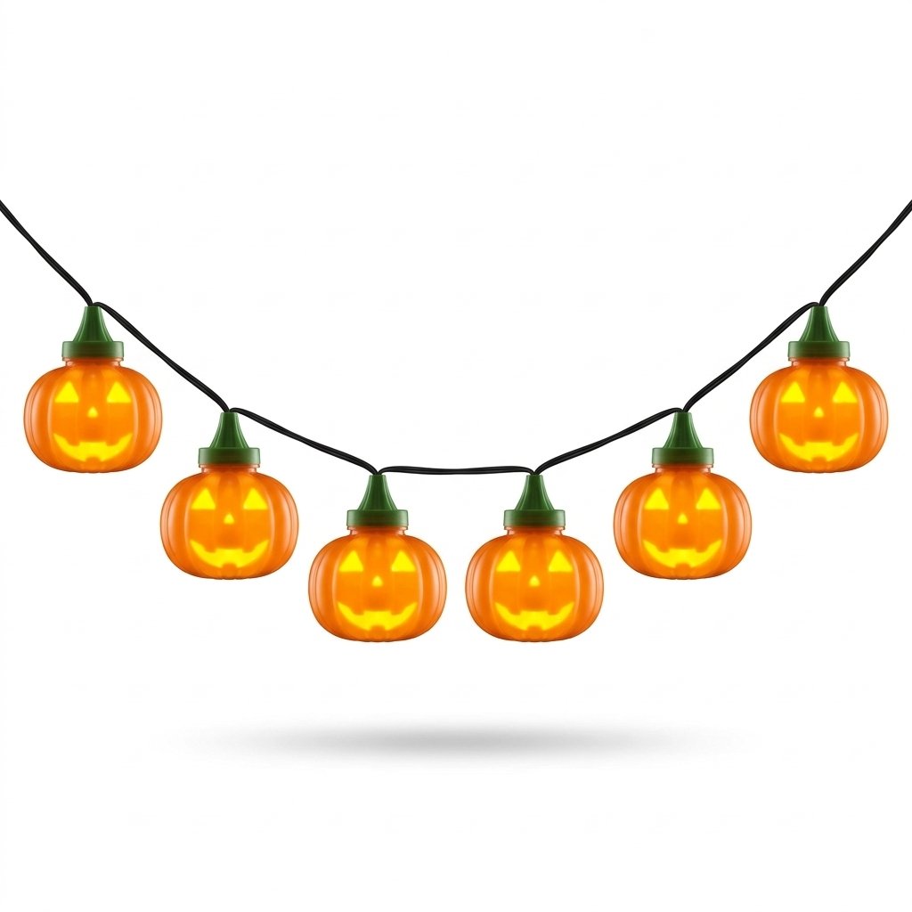 6 Animated Jack-o'-Lantern LED String Lights with Alternating Faces