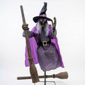 6-Foot Flying Witch Halloween Yard Decoration with Floating Broomstick Effect and Lifelike Face