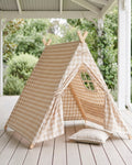 A-Frame Play Tent in Beige Gingham