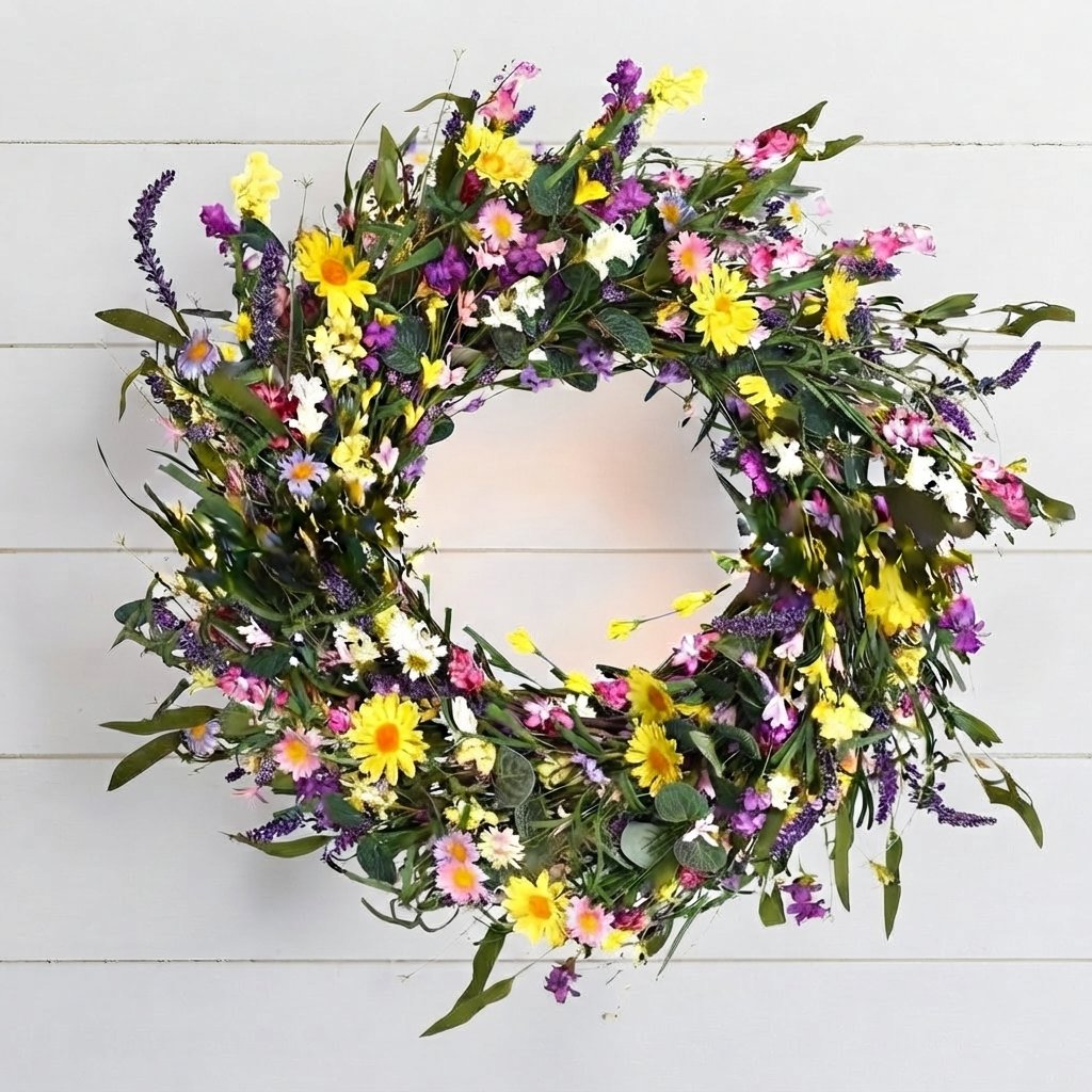Artificial Wildflower Wreath, 18–22 in