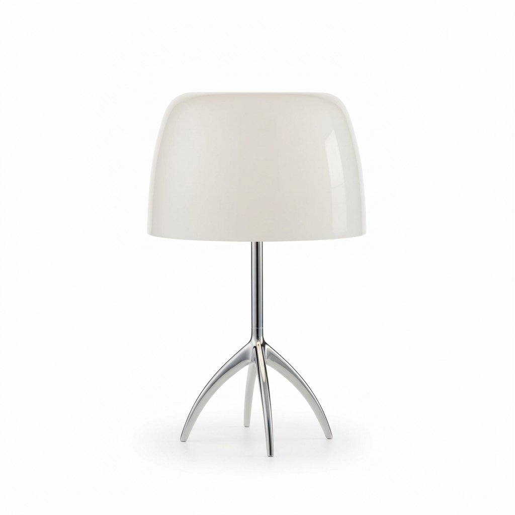 Bauhaus-Inspired Glass Table Lamp with Polished Chrome Tripod Base