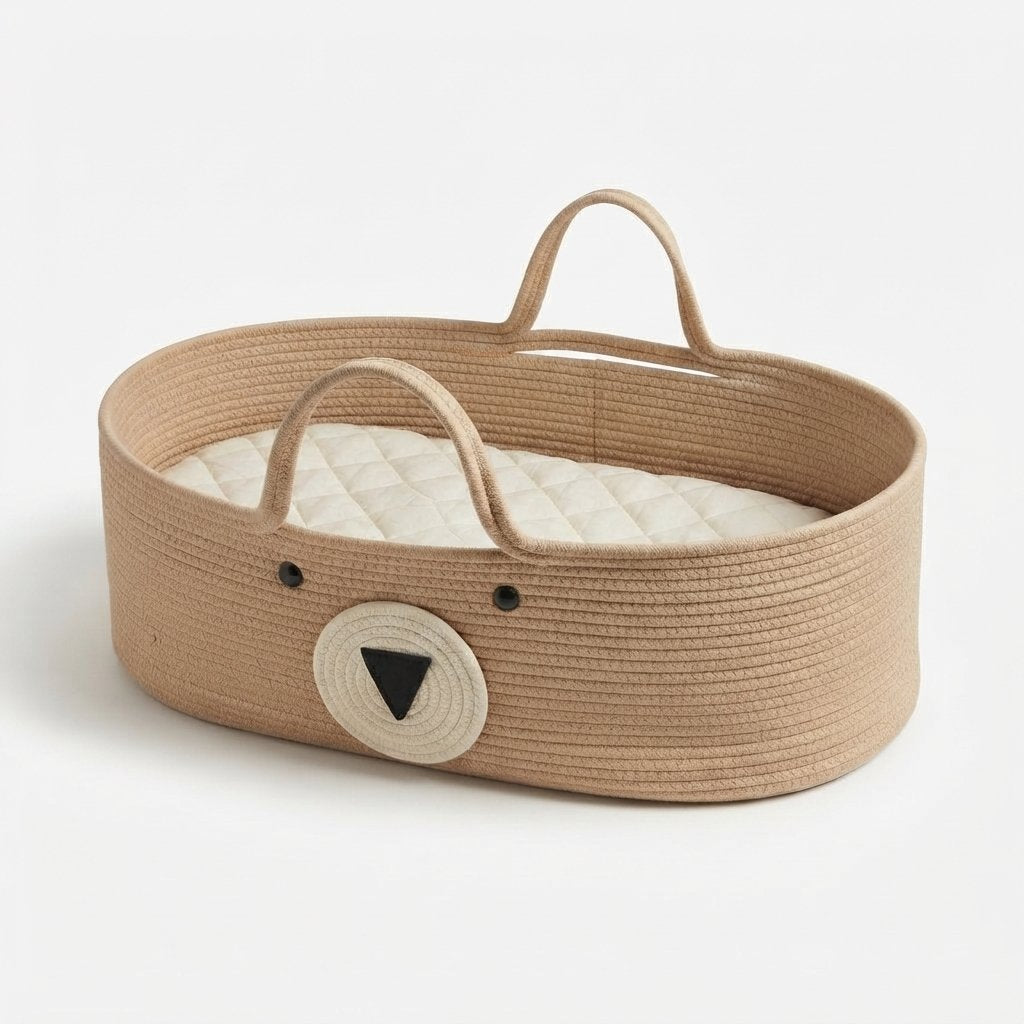 Bear Cotton Rope Moses Basket