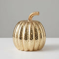Brass Mottled Glass Pumpkin Trio with Warm White LED Lights