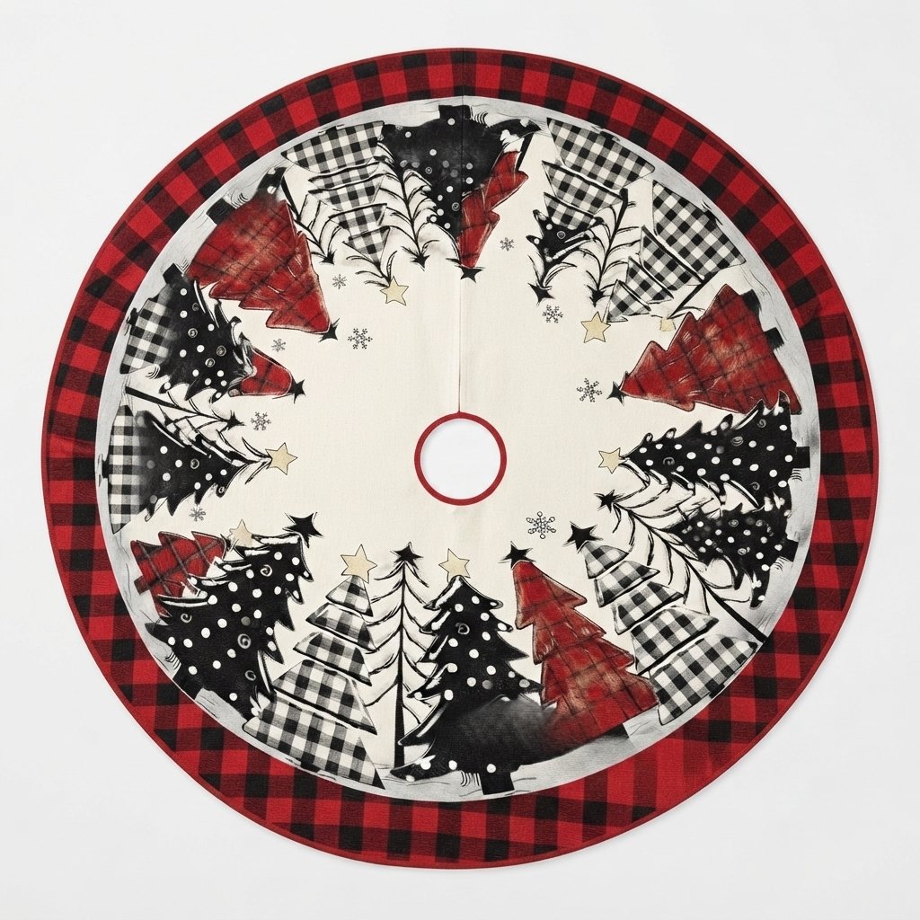 Buffalo Check Patchwork Christmas Tree Skirt