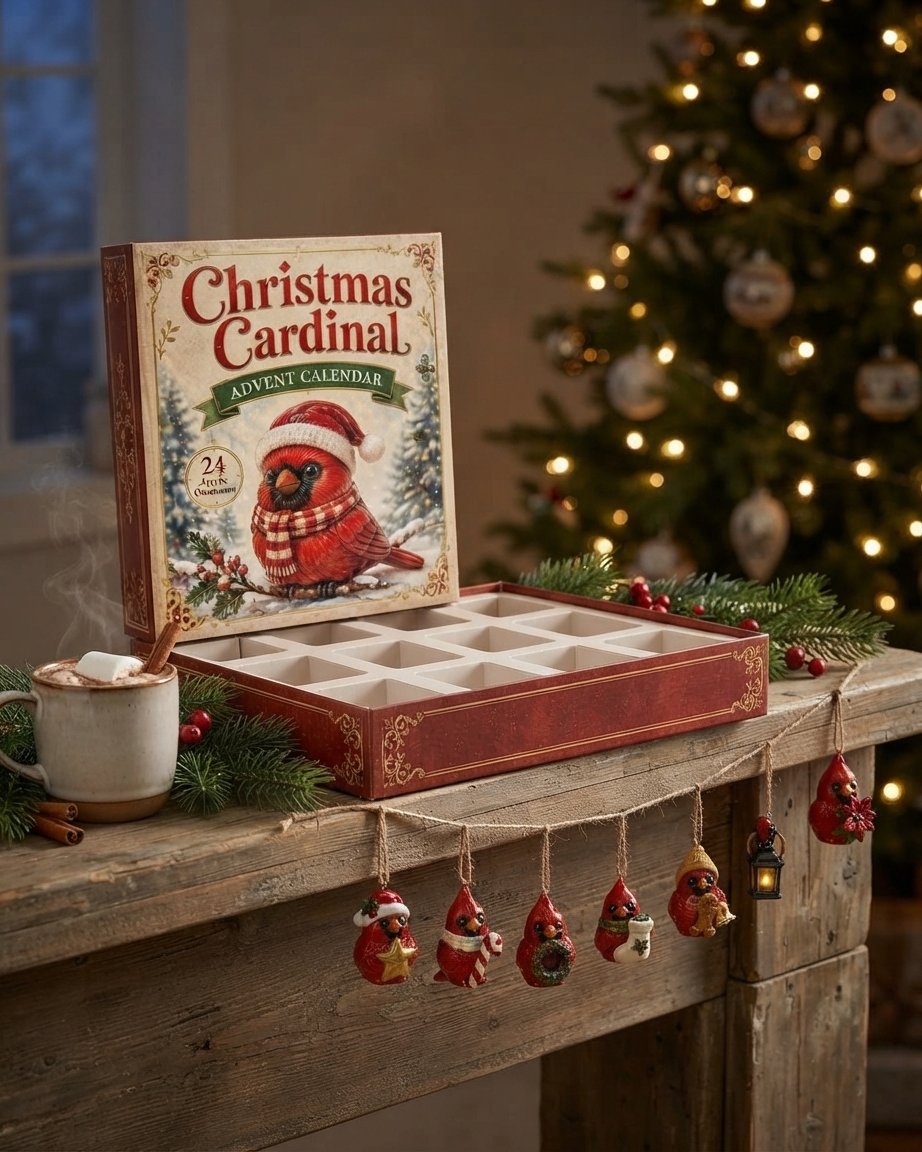 Cardinal Christmas Advent Calendar, 24 Charms