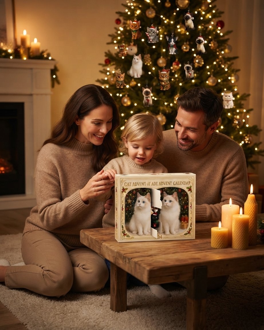 Cat Advent Calendar with 24 Ornaments