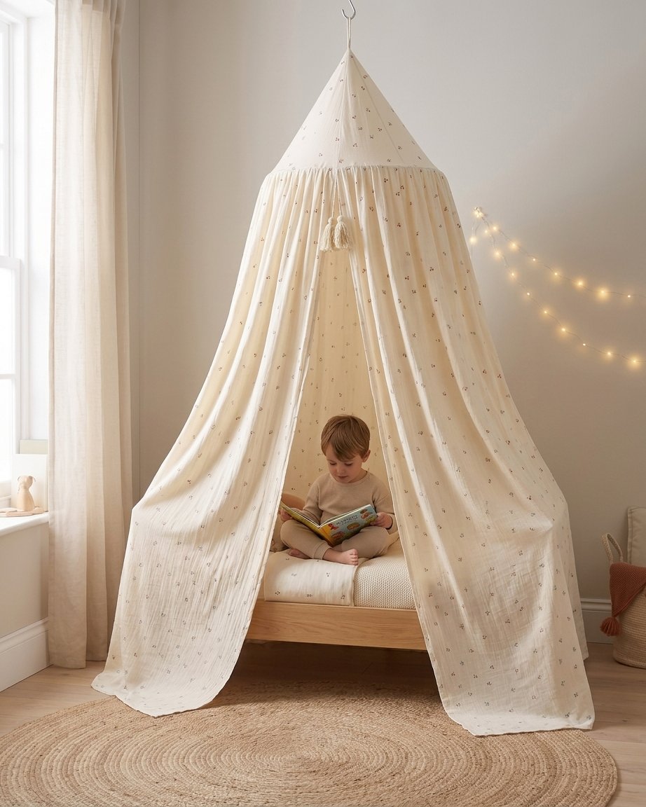Cherry Print Bed Canopy