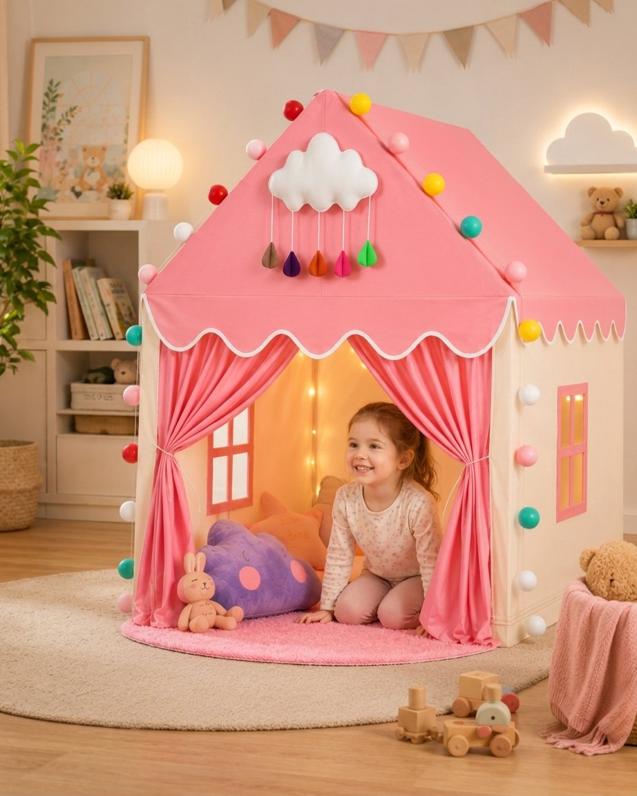Children's Play House Tent with Lights & Mat