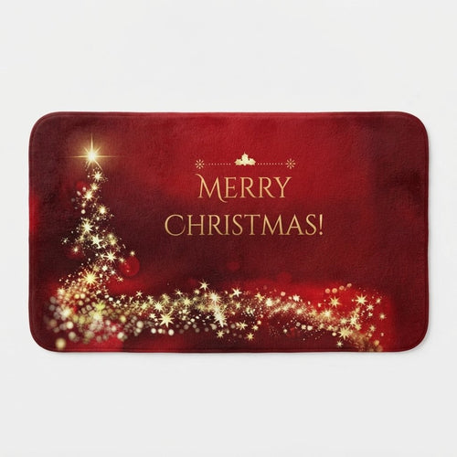 Christmas Door Mat with Golden Star Swirl