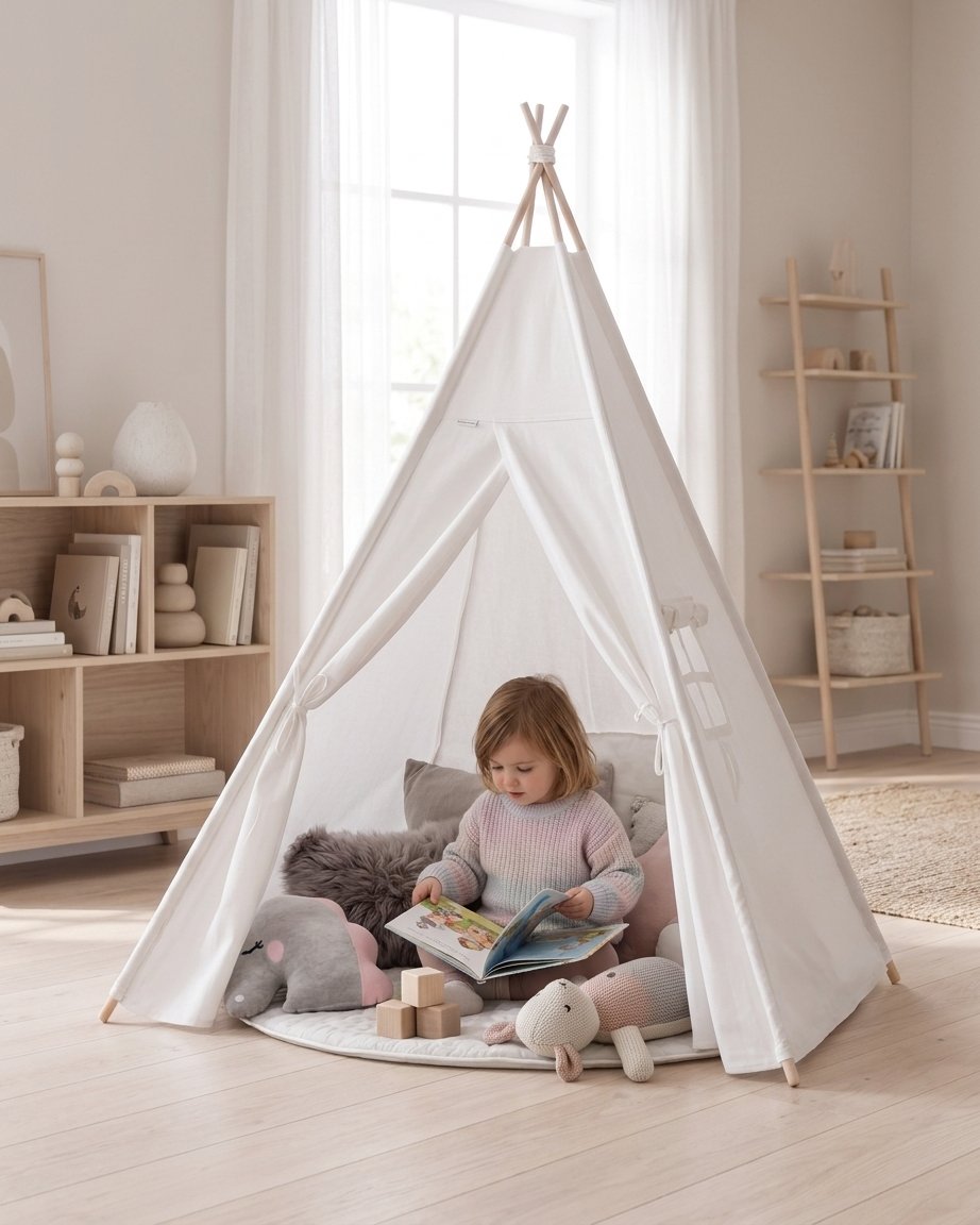 Cotton Canvas Kids Teepee – White