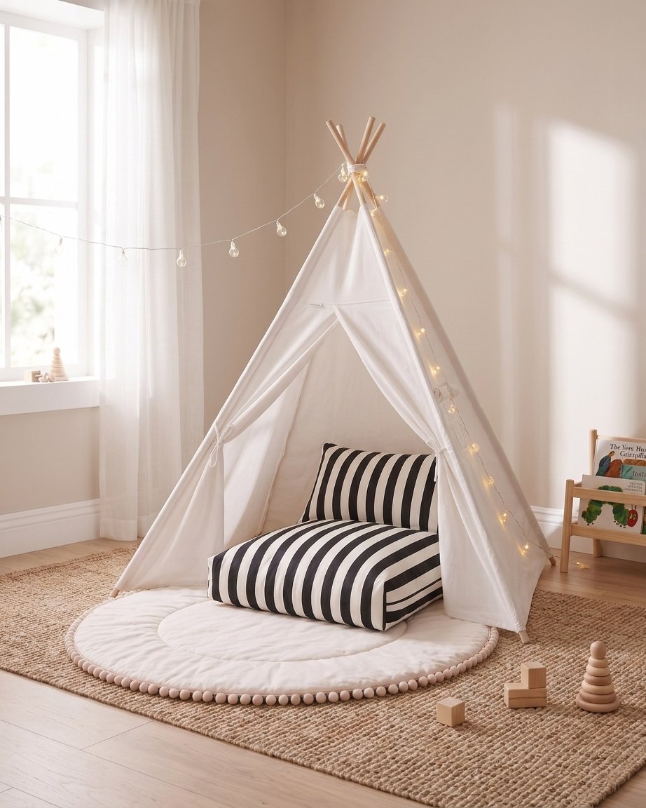 Cotton Canvas Teepee Play Bundle – White