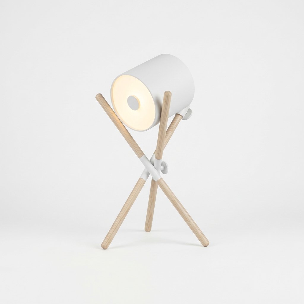 Crossover Drum Tripod Table Lamp with Wood Legs