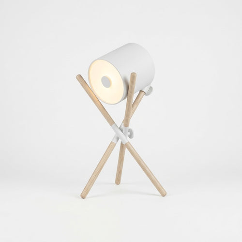 Crossover Drum Tripod Table Lamp with Wood Legs