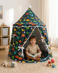 Dinosaur Kids Play Tent with Pom-Pom Trim