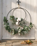Double Hoop Wreath with Cotton & Eucalyptus