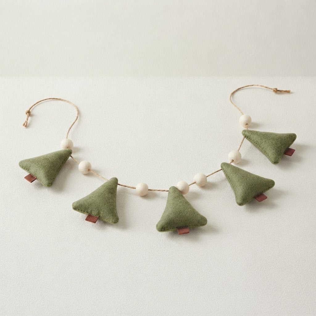 Felt Christmas Tree Garland with Beads