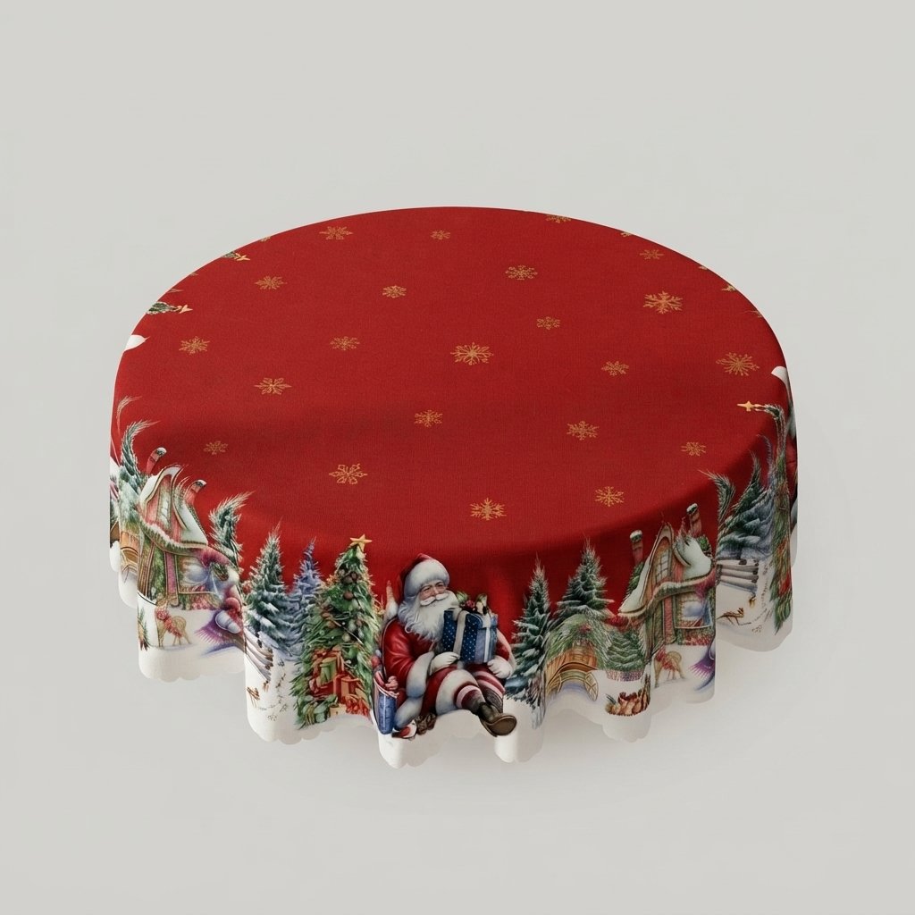 Festive Christmas Tablecloth, Santa Design