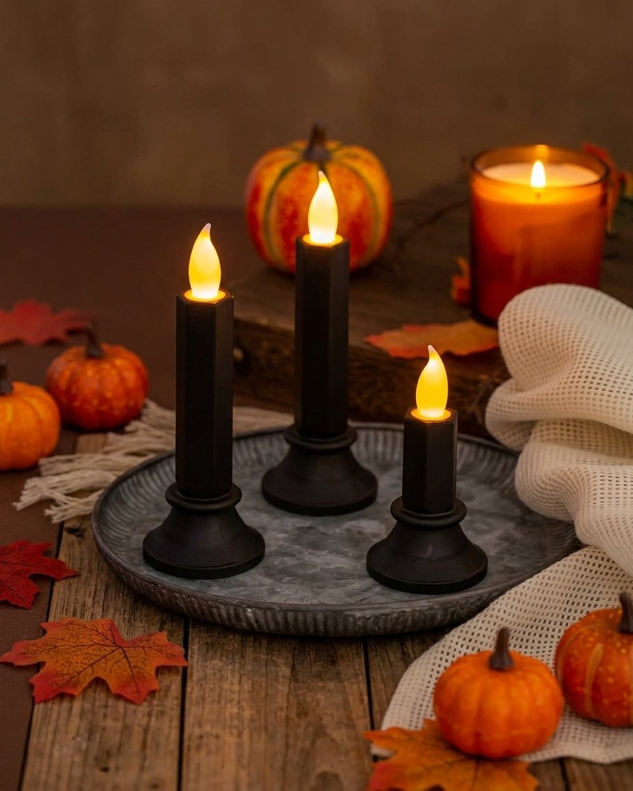 Flameless LED Halloween Candle with Flickering Glow