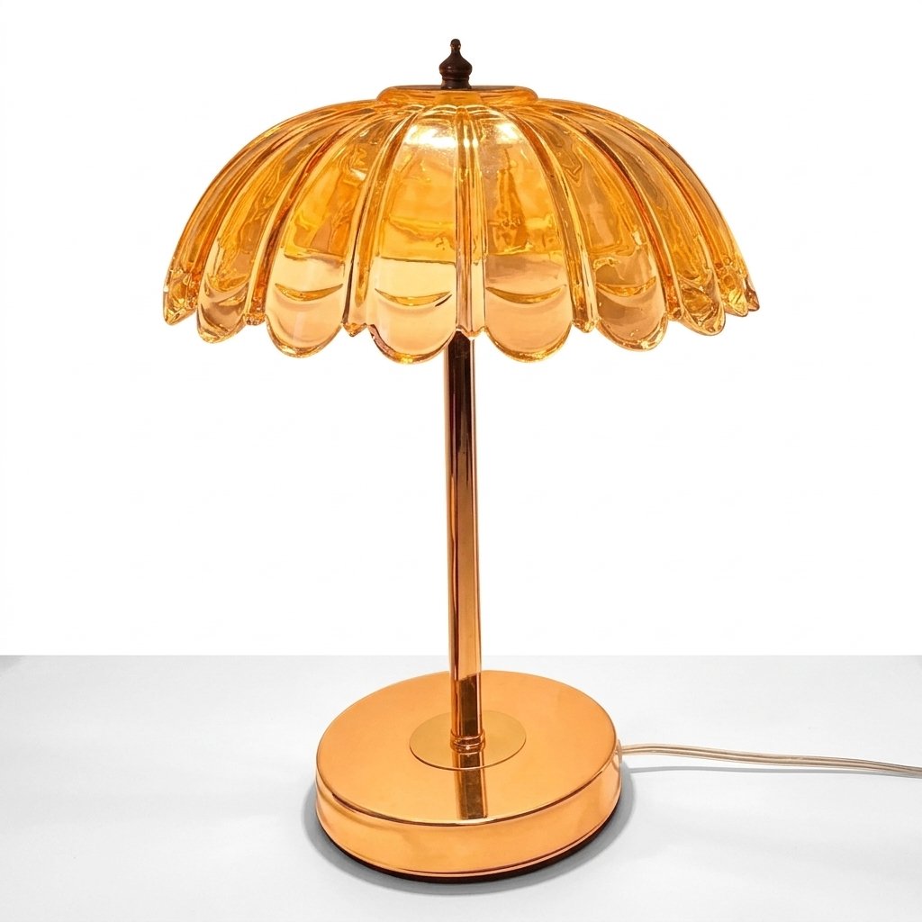 Fluted Petal Shade Table Lamp with Metal Base