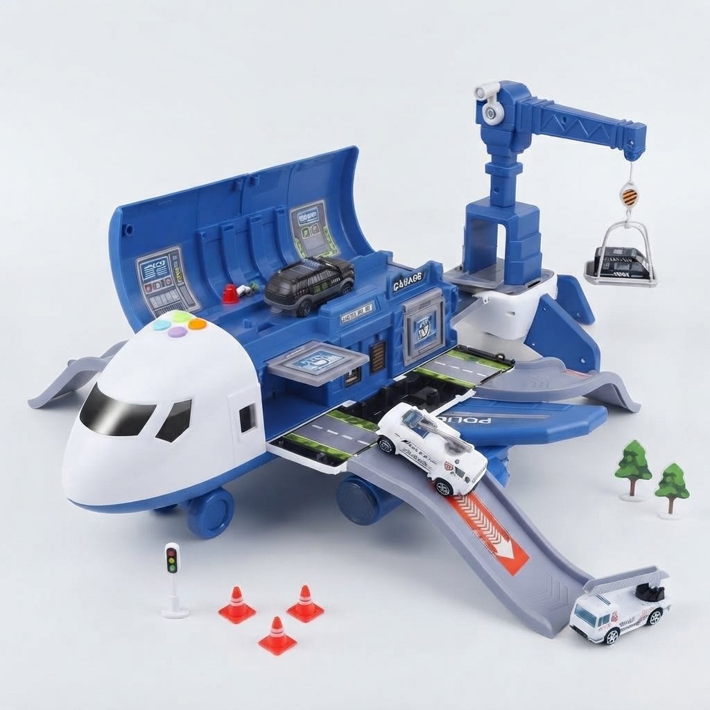 Fold-Out Airplane Playset with Vehicles