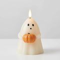 Ghost with Pumpkin Flickering LED Wax Candle
