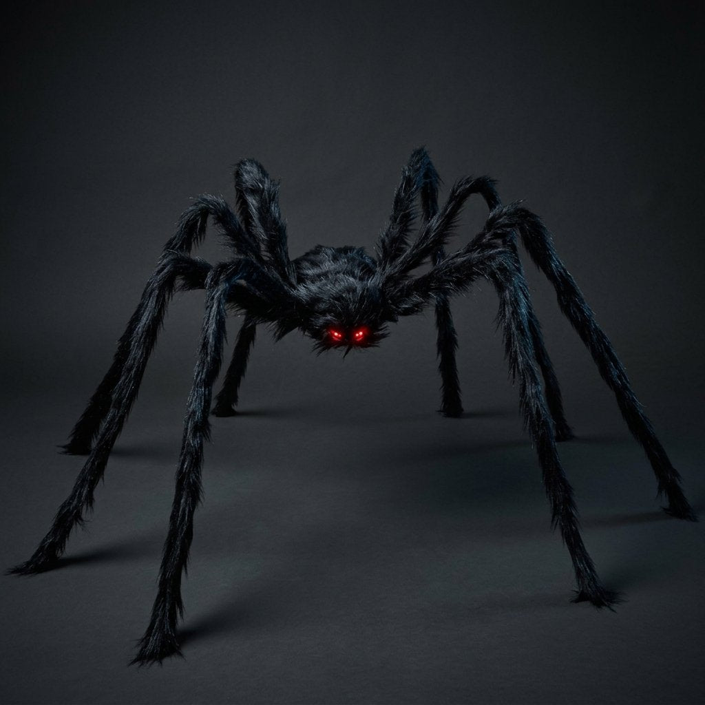 Giant Halloween Spider Decoration with Glowing Red LED Eyes – Indoor and Outdoor Party Decor