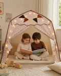 Gingham Kids Play Tent with Curtains