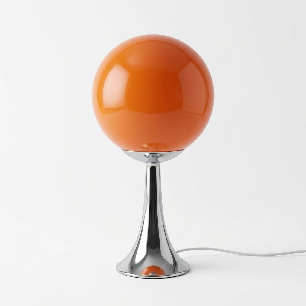 Globe Trumpet Table Lamp with Chrome Base and Glass Shade