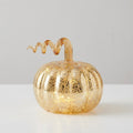 Gold Mercury Glass LED Pumpkin Decoration with Warm White Micro Lights