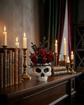 Gothic Skull Flower Arrangement with Roses