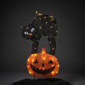 Halloween Black Cat and Jack O'Lantern Outdoor Stake Light with LED Illumination