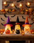 Halloween Ghost Figurines with Glowing Witch Hats, Set of 3