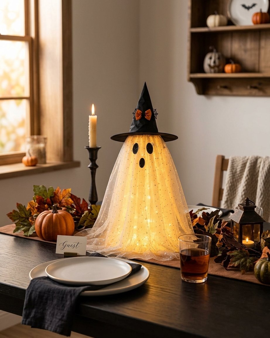 Halloween Ghost Table Decorations with Lights & Remote
