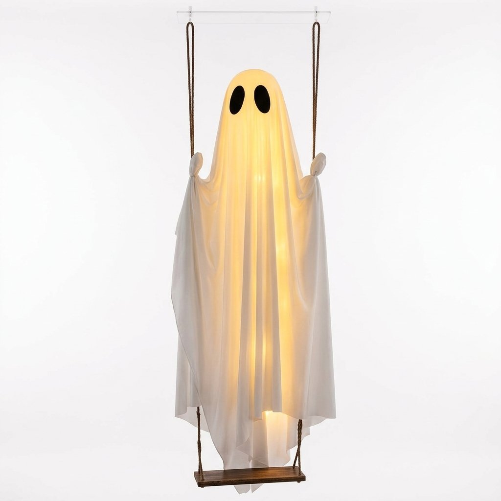 Halloween Glowing Ghost Swing Decoration with Remote Control and LED Lighting
