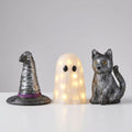 Halloween LED Acrylic Figures Set – Witch's Hat, Ghost and Black Cat with Built-In Lights