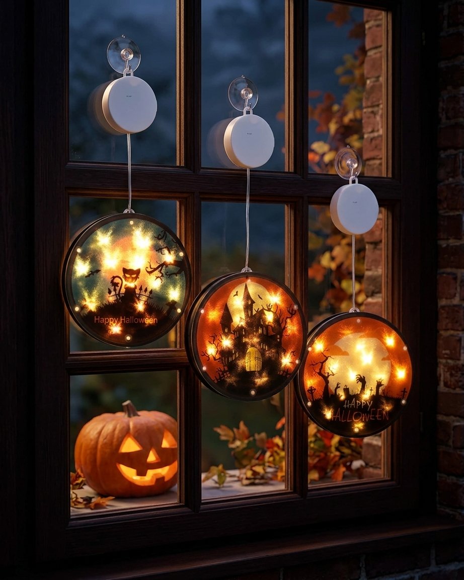 Halloween LED Hanging Lantern with Warm Glow, 16 cm