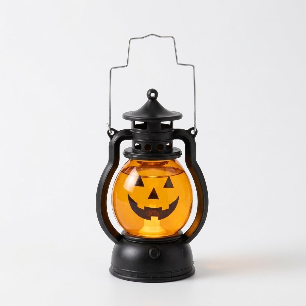 Halloween Pumpkin Lantern with LED Candle Flicker, Battery-Operated Vintage-Style Decoration