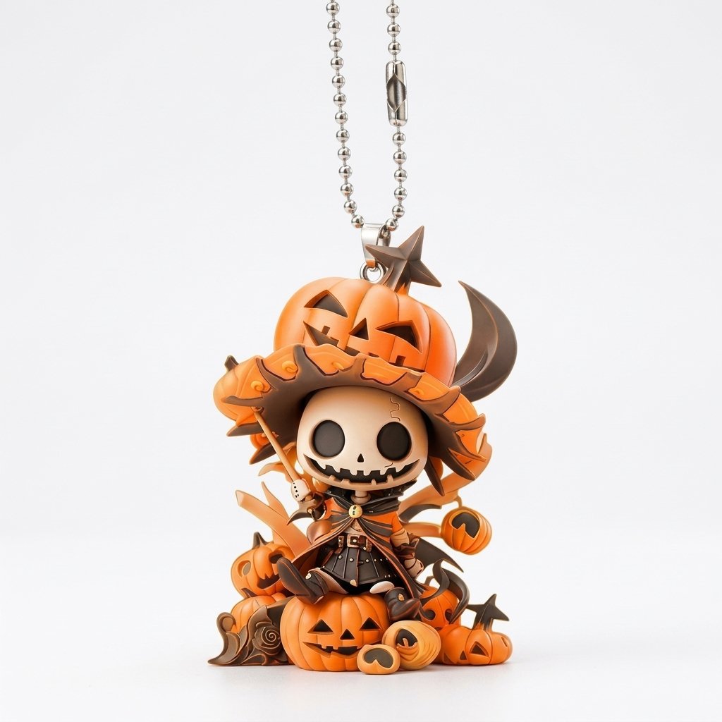 Halloween Skeleton Pumpkin Acrylic Figurine – Flat 2D Desktop Ornament