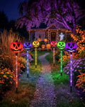 Halloween Solar Pathway Stake Lights with Pumpkin Glow