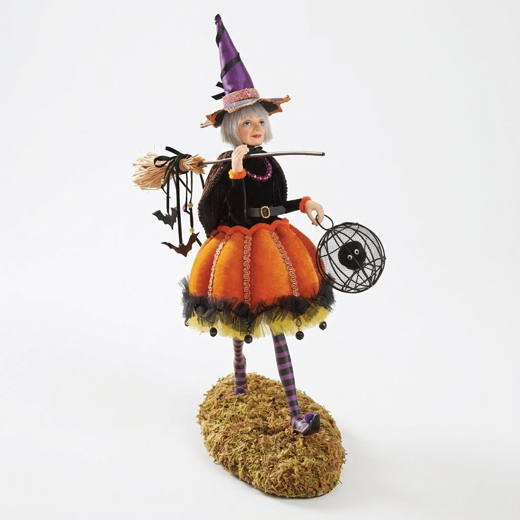 Halloween Witch Character Figurine – Handcrafted Multicolour Indoor Decoration, approx. 9.8 in tall