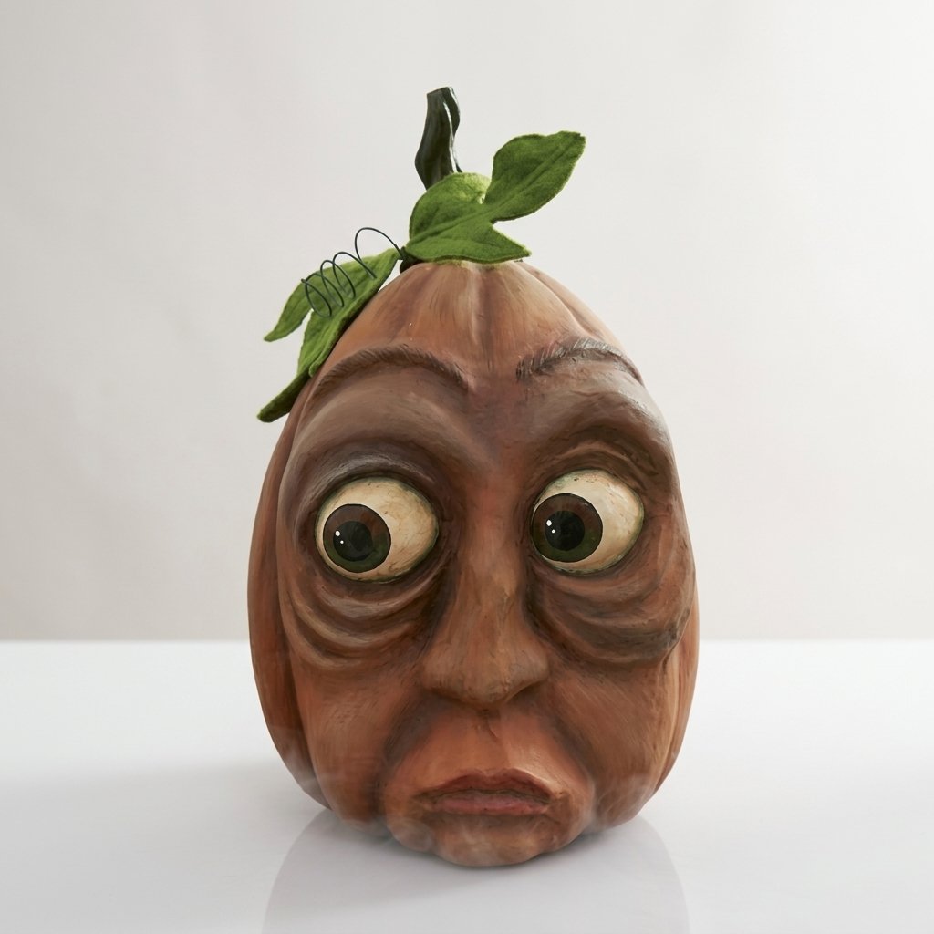 Hand-Painted Resin Expressive Pumpkin Character Decoration for Halloween