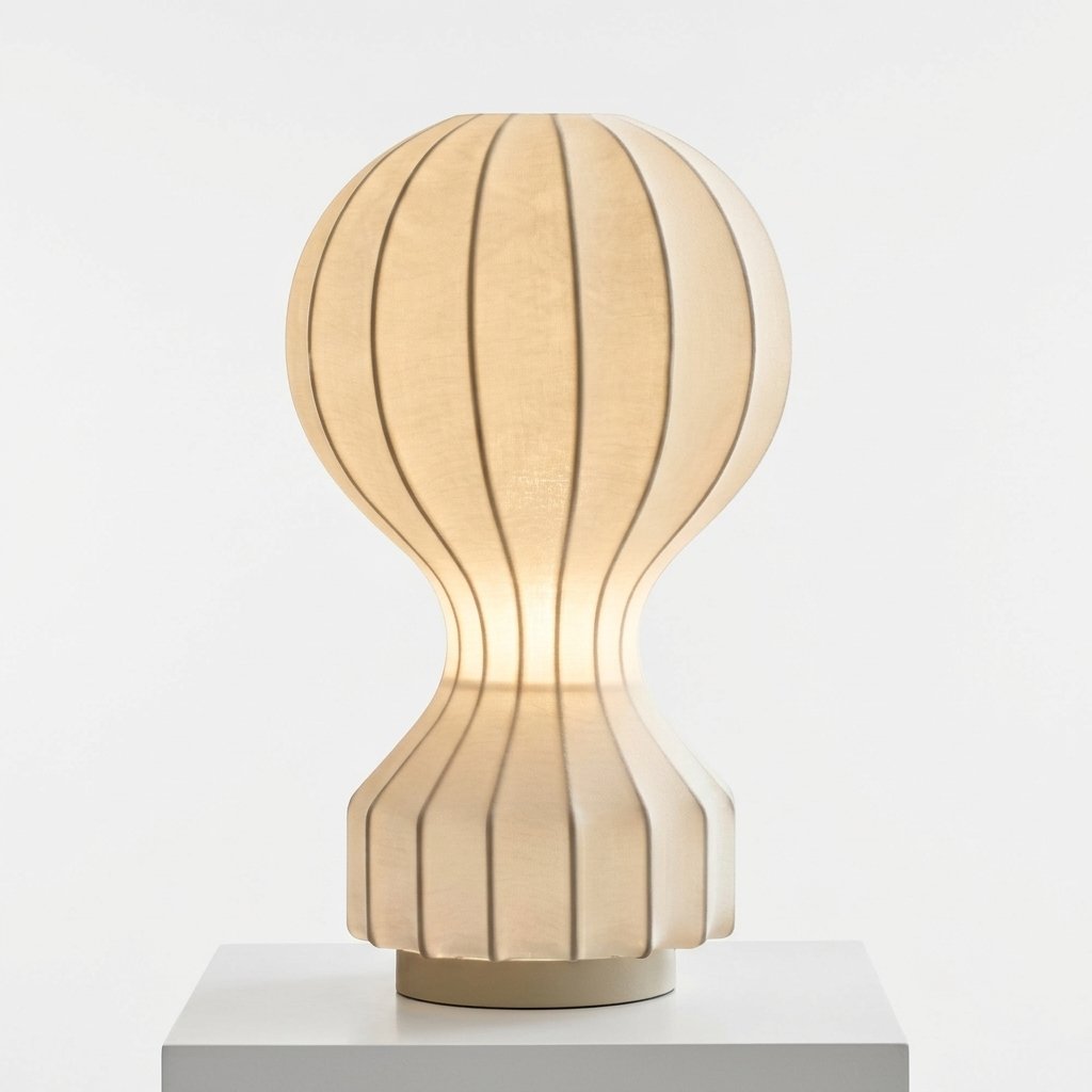 Handcrafted Silk Cocoon Table Lamp with Iron Base – Wabi-Sabi Style