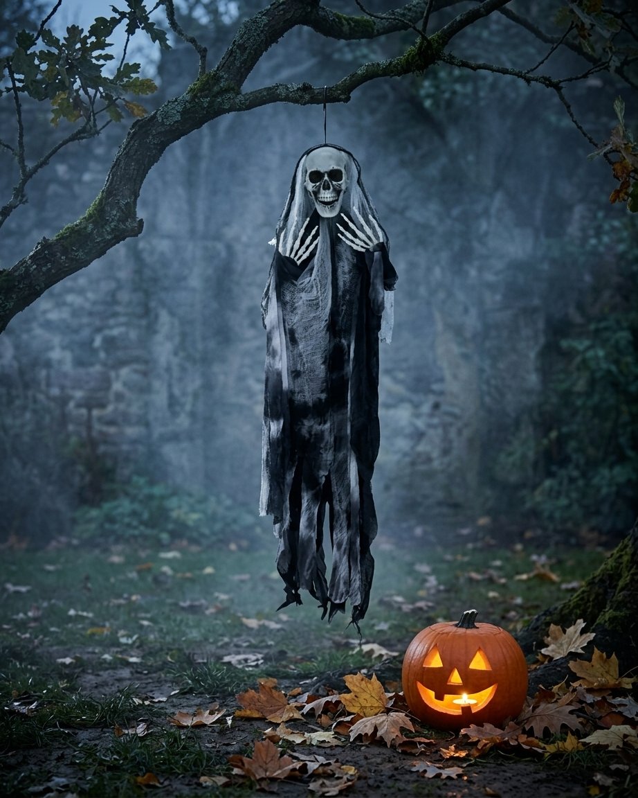 Hanging Halloween Ghost & Grim Reaper Decorations, 3-Pack