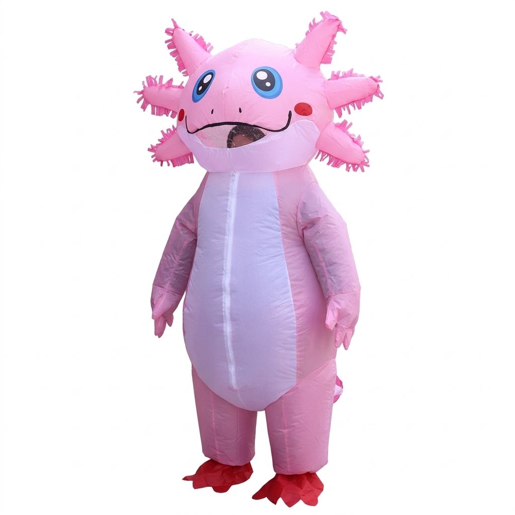 Inflatable Axolotl Costume with Battery-Operated Fan – Full-Body and Ride-On Styles