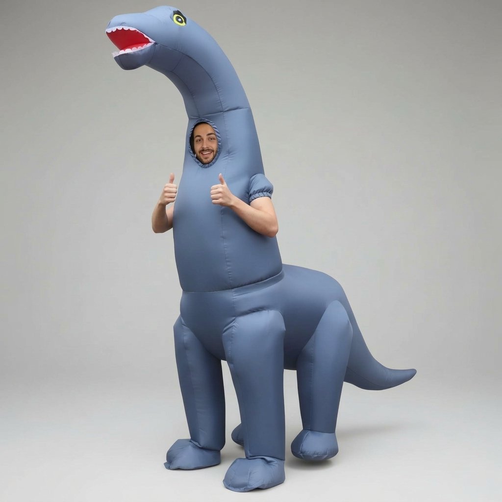 Inflatable Long-Neck Dinosaur Costume for Adults – Sauropod Halloween and Cosplay Suit