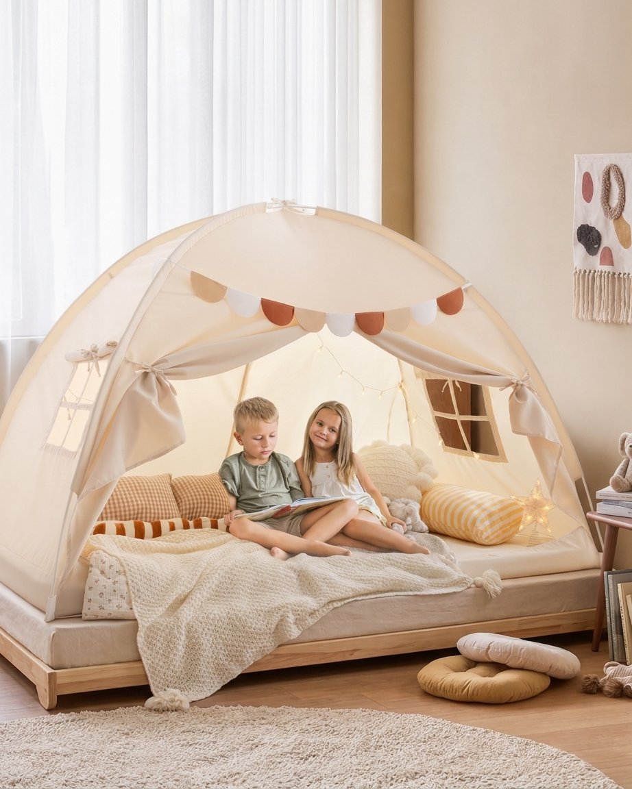 Kids Bed Play Tent with Star Lights